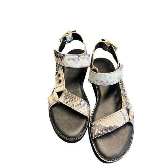 ALLSAINTS Women's Rhianne Embossed Leather Platform Sandals - Picture 7 of 9